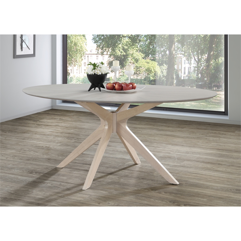 Pemberly Row Contemporary Wood Oval Dining Table in Light Oak