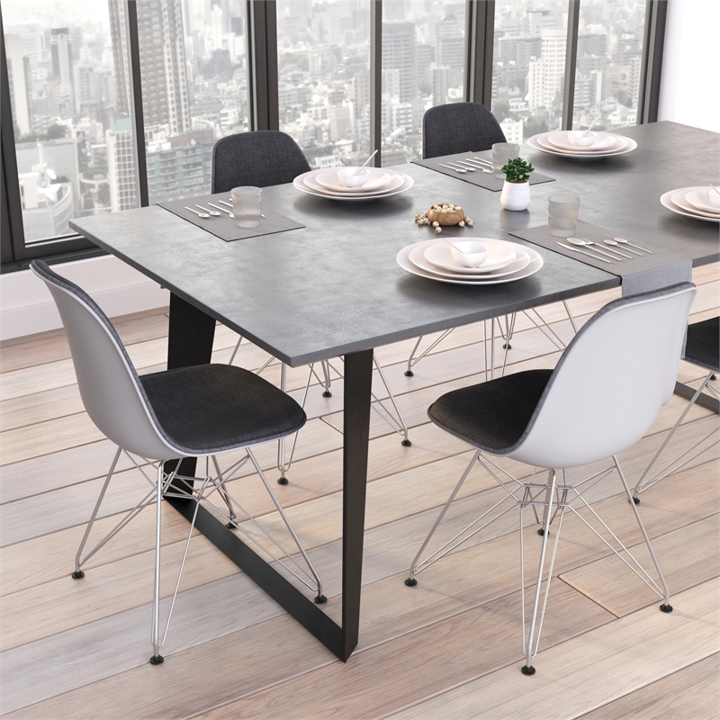 Pemberly Row Contemporary Fabric Side Chairs (Set of 2) in Gray