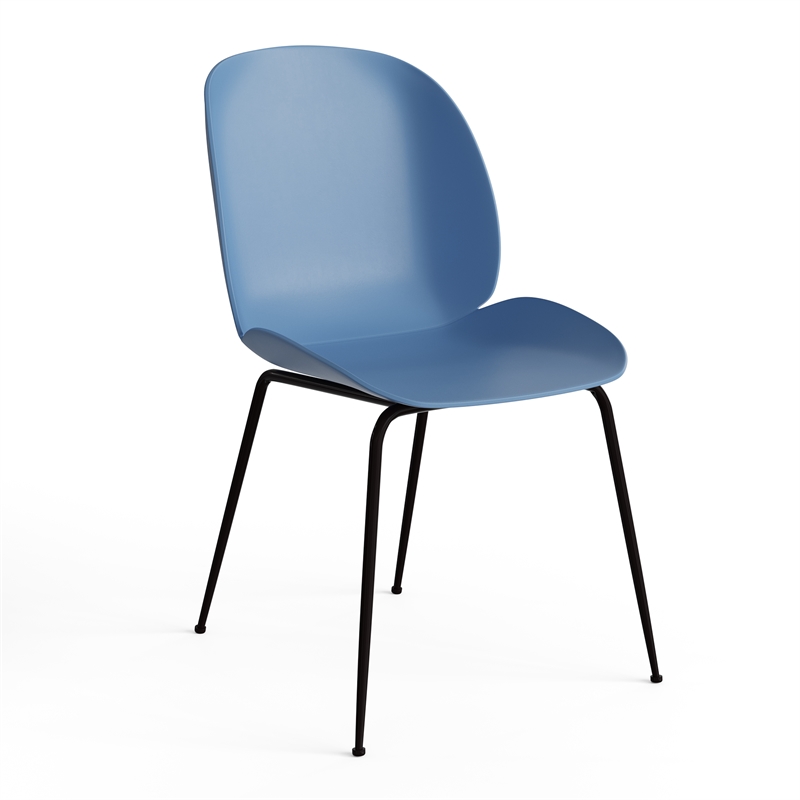 Pemberly Row Contemporary Plastic Side Chairs (Set of 2) in Blue