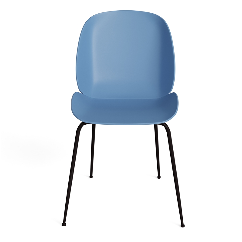 Pemberly Row Contemporary Plastic Side Chairs (Set of 2) in Blue