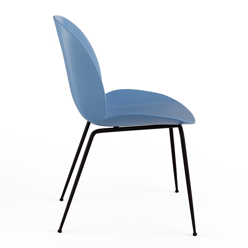 Pemberly Row Contemporary Plastic Side Chairs (Set of 2) in Blue