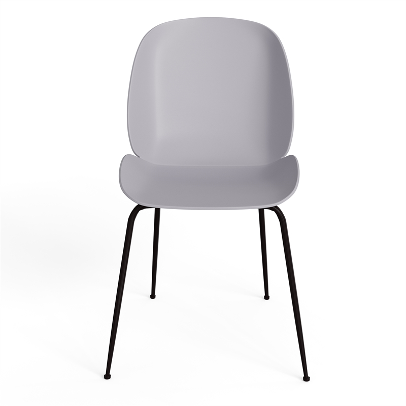 Pemberly Row Contemporary Plastic Side Chairs (Set of 2) in Gray
