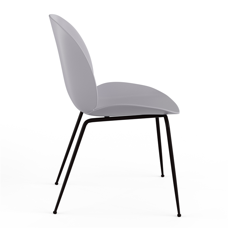 Pemberly Row Contemporary Plastic Side Chairs (Set of 2) in Gray