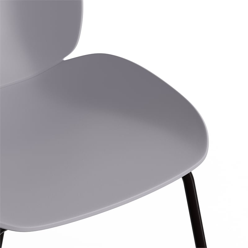 Pemberly Row Contemporary Plastic Side Chairs (Set of 2) in Gray
