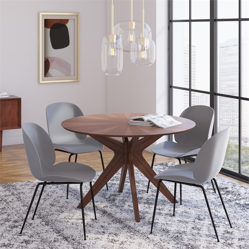 Pemberly Row Contemporary Plastic Side Chairs (Set of 2) in Gray