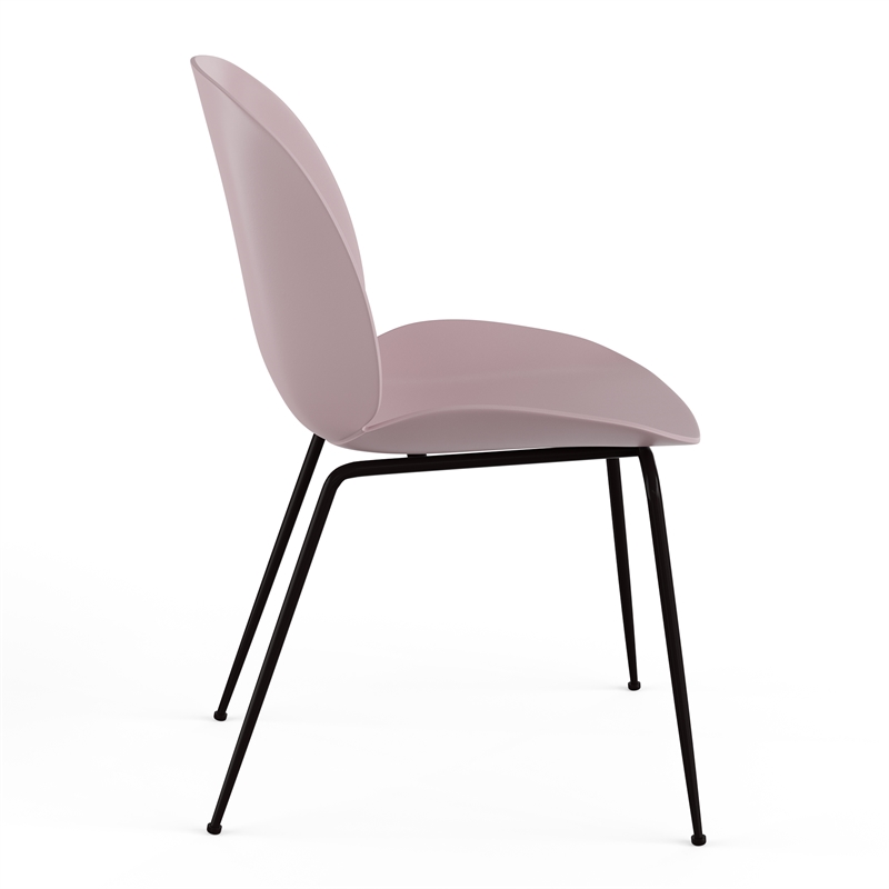 Pemberly Row Contemporary Plastic Side Chairs (Set of 2) in Pink