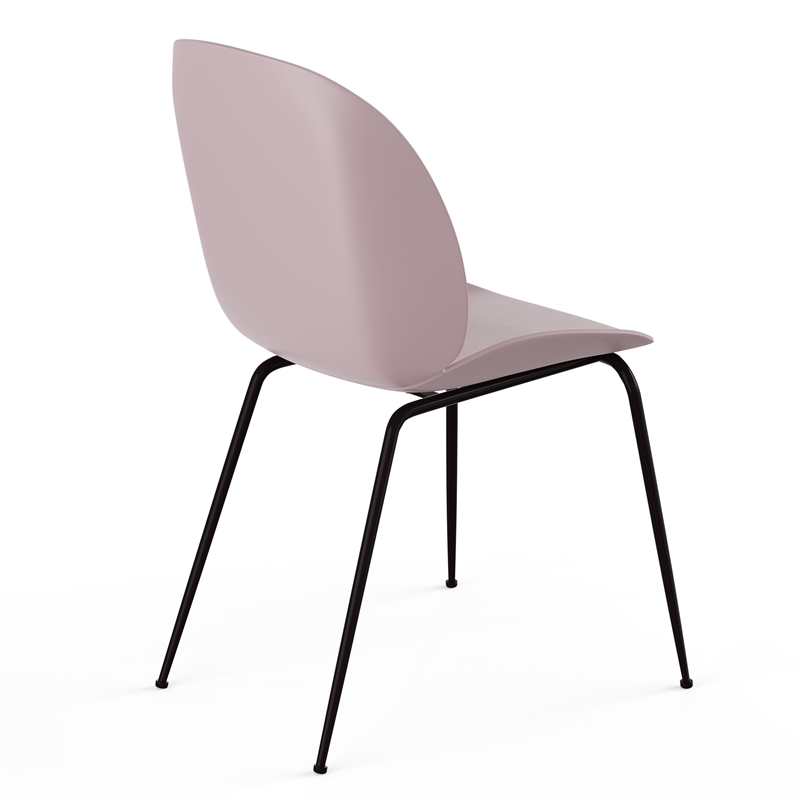Pemberly Row Contemporary Plastic Side Chairs (Set of 2) in Pink