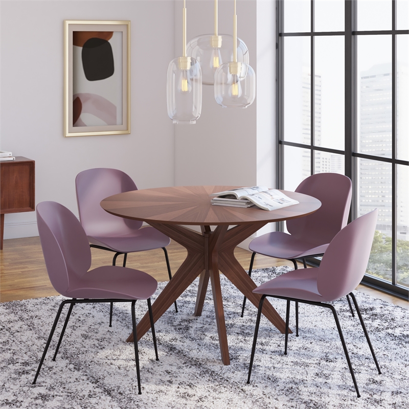 Pemberly Row Contemporary Plastic Side Chairs (Set of 2) in Pink