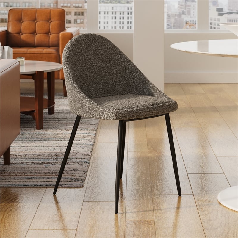 Pemberly Row Contemporary Boucle Side Chairs (Set of 2) in Gray