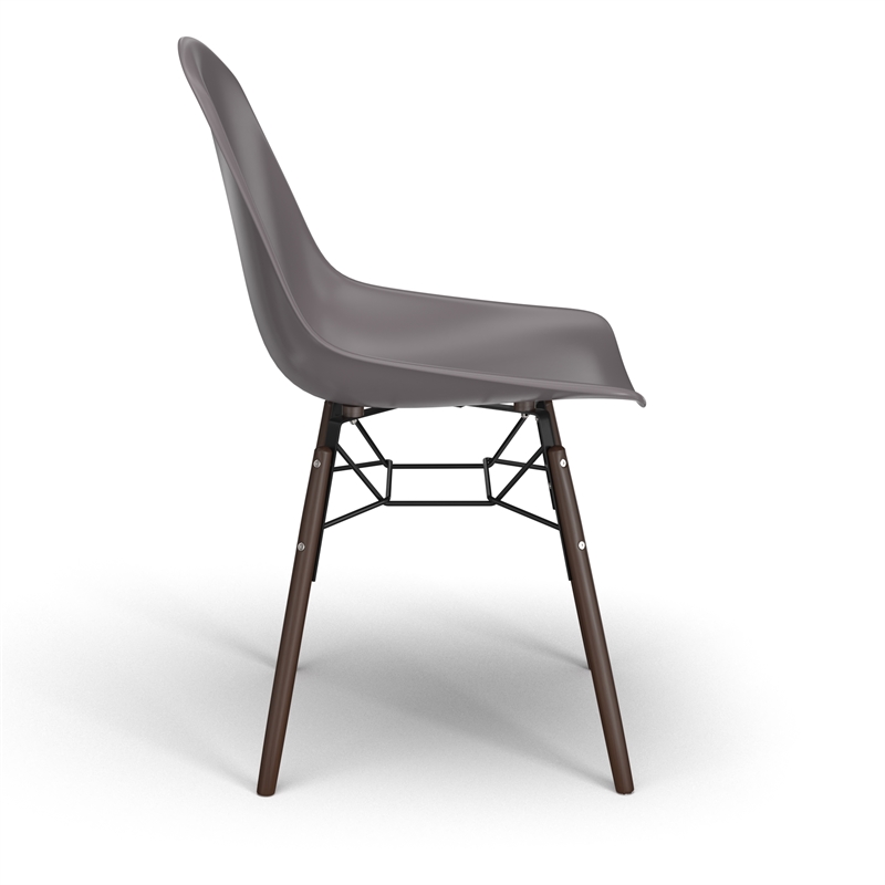 Pemberly Row Contemporary Plastic Side Chairs (Set of 2) in Gray