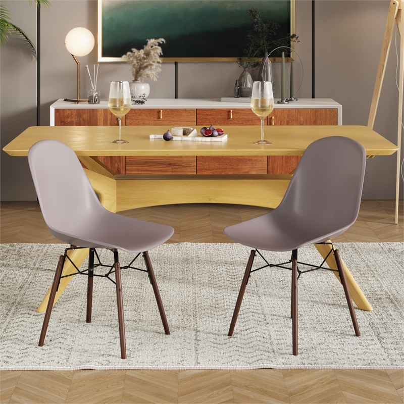 Pemberly Row Contemporary Plastic Side Chairs (Set of 2) in Gray