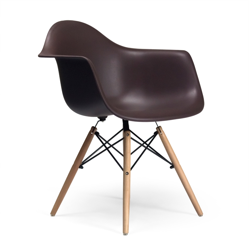 Pemberly Row Contemporary Plastic Arm Chairs (Set of 2) in Brown
