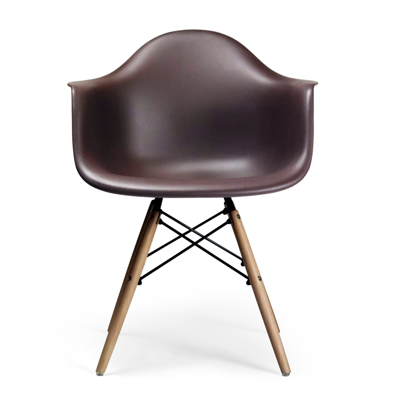 Pemberly Row Contemporary Plastic Arm Chairs (Set of 2) in Brown