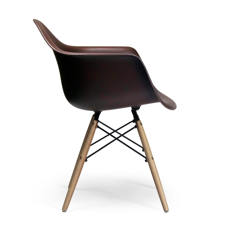 Pemberly Row Contemporary Plastic Arm Chairs (Set of 2) in Brown