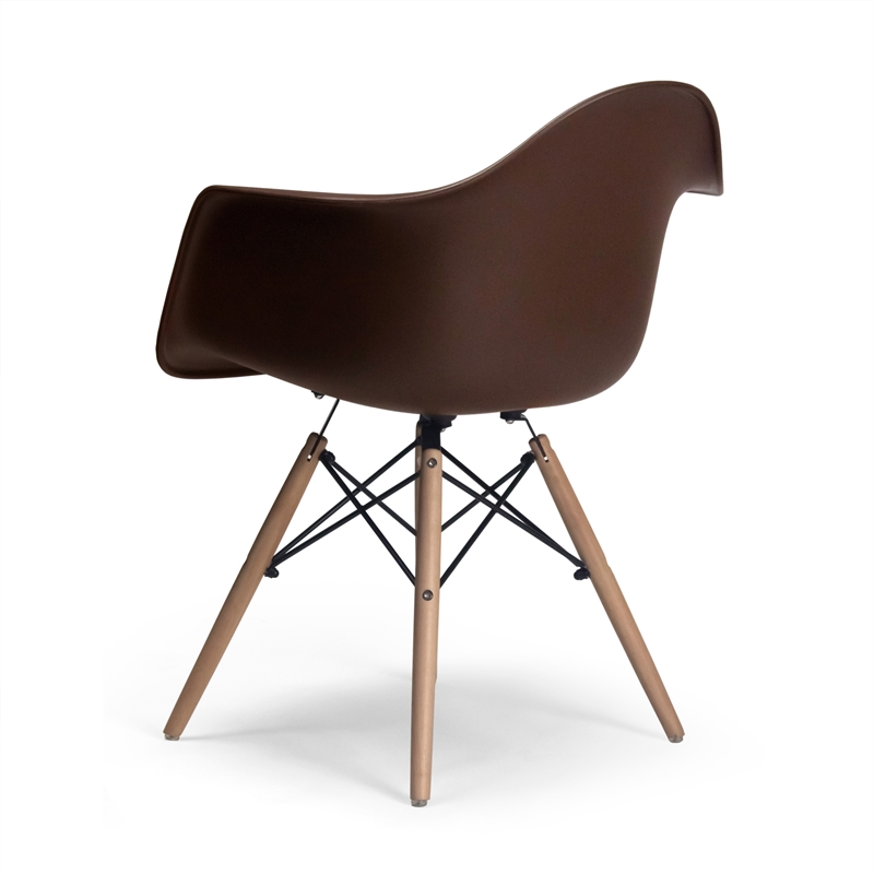 Pemberly Row Contemporary Plastic Arm Chairs (Set of 2) in Brown