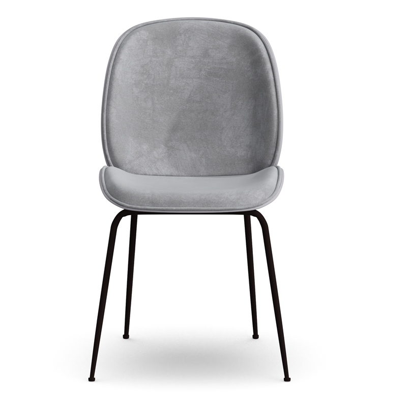 Pemberly Row Contemporary Velvet Side Chair (Set of 2) in Gray