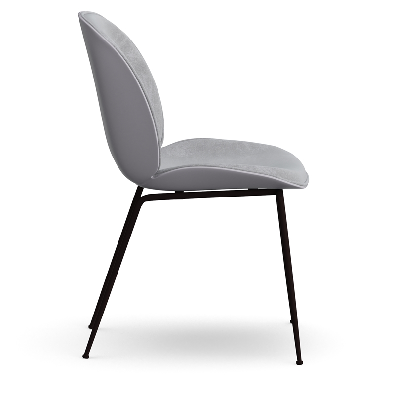 Pemberly Row Contemporary Velvet Side Chair (Set of 2) in Gray