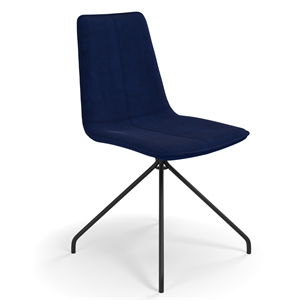 Pemberly Row Contemporary Velvet Swivel Side Chair in Sapphire