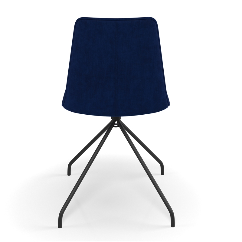 Pemberly Row Contemporary Velvet Swivel Side Chair in Sapphire