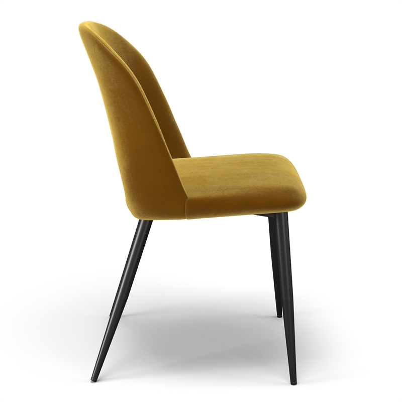 Pemberly Row Contemporary Velvet Side Chair (Set of 2) in Gold
