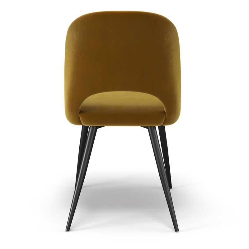 Pemberly Row Contemporary Velvet Side Chair (Set of 2) in Gold