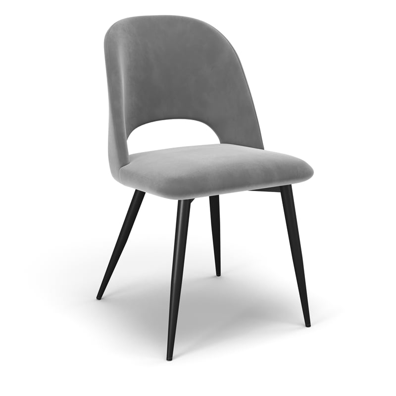 Pemberly Row Contemporary Velvet Side Chair (Set of 2) in Gray