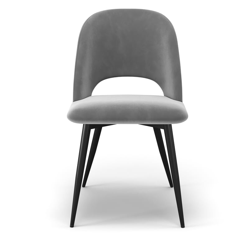 Pemberly Row Contemporary Velvet Side Chair (Set of 2) in Gray