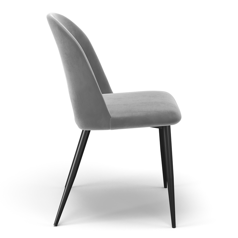 Pemberly Row Contemporary Velvet Side Chair (Set of 2) in Gray