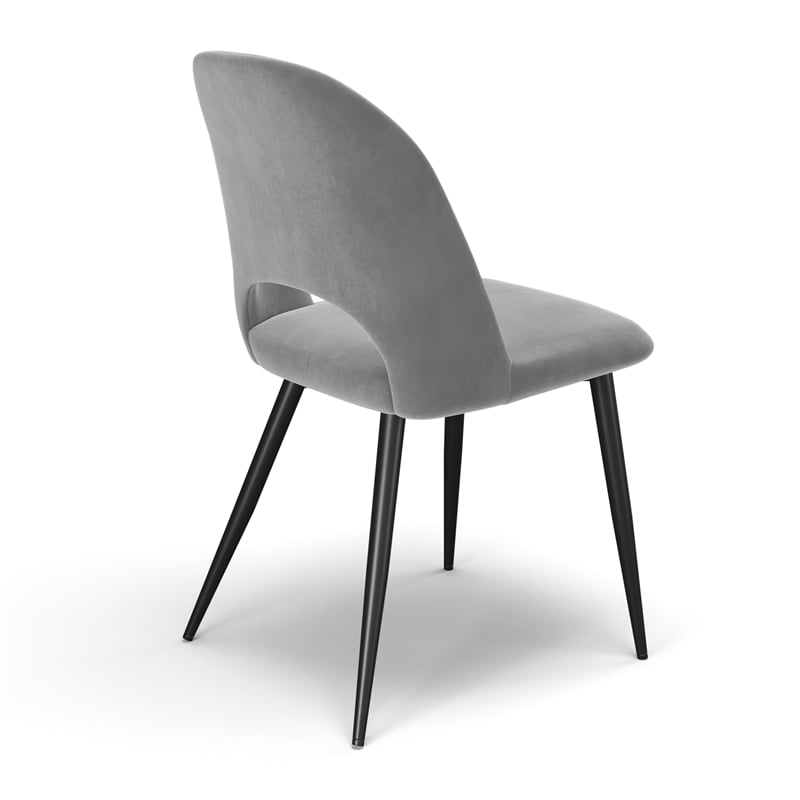 Pemberly Row Contemporary Velvet Side Chair (Set of 2) in Gray