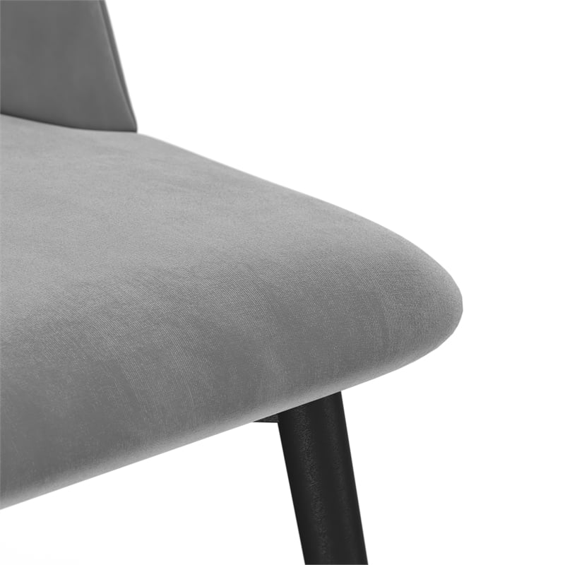 Pemberly Row Contemporary Velvet Side Chair (Set of 2) in Gray