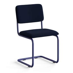 Pemberly Row Contemporary Velvet Side Chair (Set of 2) in Blue