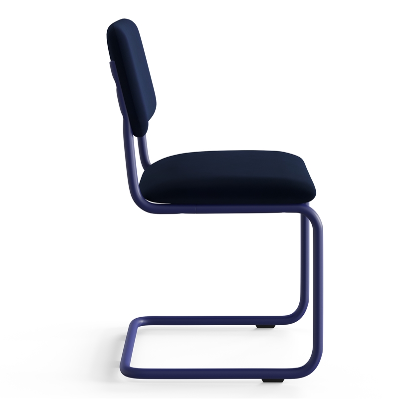 Pemberly Row Contemporary Velvet Side Chair (Set of 2) in Blue