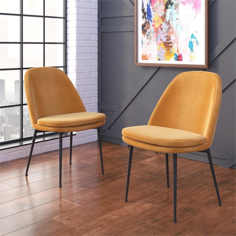 Pemberly Row Contemporary Side Chair (Set of 2) in Light Brown