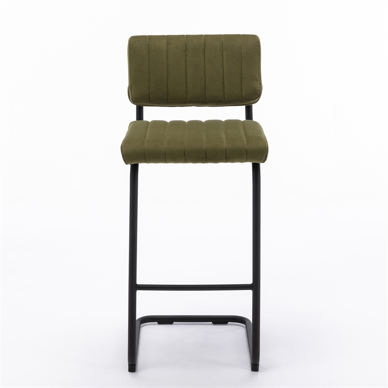 Pemberly Row Contemporary Bar Height Stool (Set of 2) in Olive