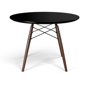 Pemberly Row Modern 39&quot Round Dining Table in Black and Walnut