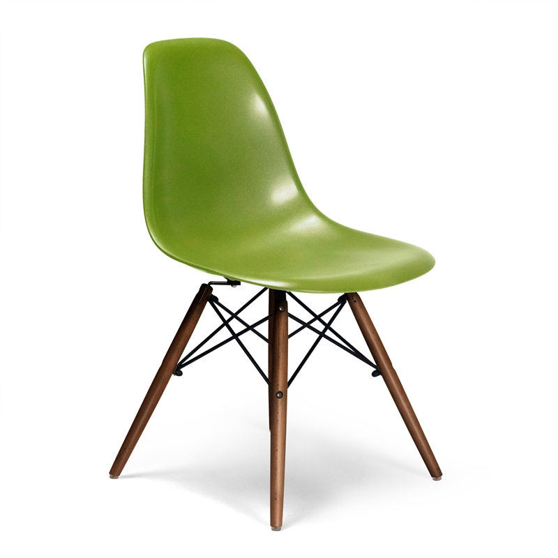 Pemberly Row Modern Side Chairs (Set of 2) in Green and Walnut