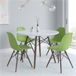 Pemberly Row Modern Side Chairs (Set of 2) in Green and Walnut