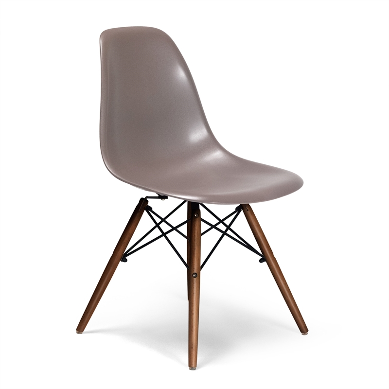 Pemberly Row Modern Side Chairs (Set of 2) in Taupe and Walnut