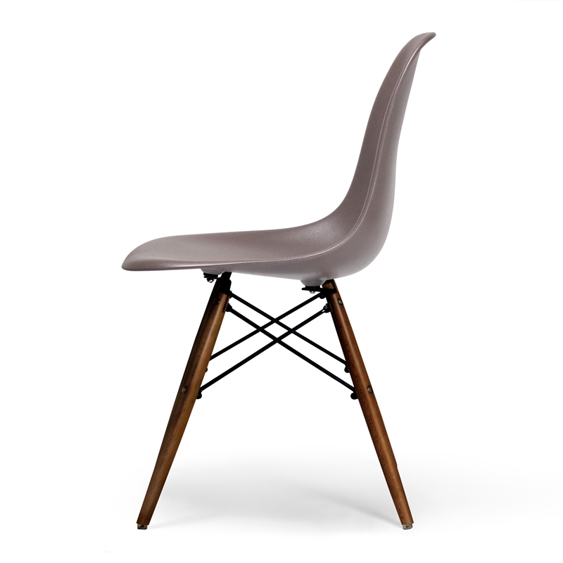 Pemberly Row Modern Side Chairs (Set of 2) in Taupe and Walnut
