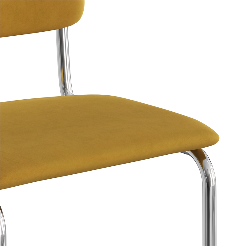 Pemberly Row Modern Velvet Bar Height Stool (Set of 2) in Gold