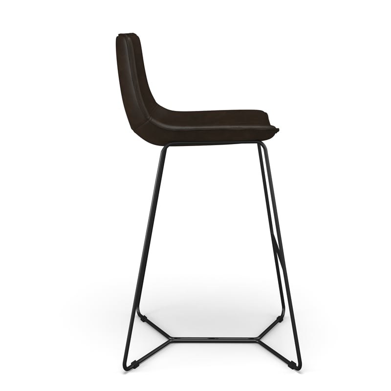 Pemberly Row Vegan Leather Bar Height Stools (Set of 2) in Tobacco