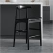 Pemberly Row Danish Design Vegan Leather Bar Height Stool in Black
