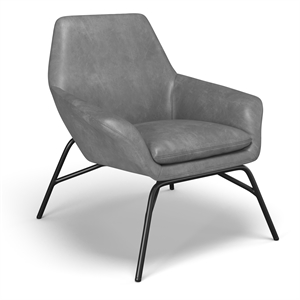 Pemberly Row Vegan Leather Accent Chair - Black Leatherette in Gray