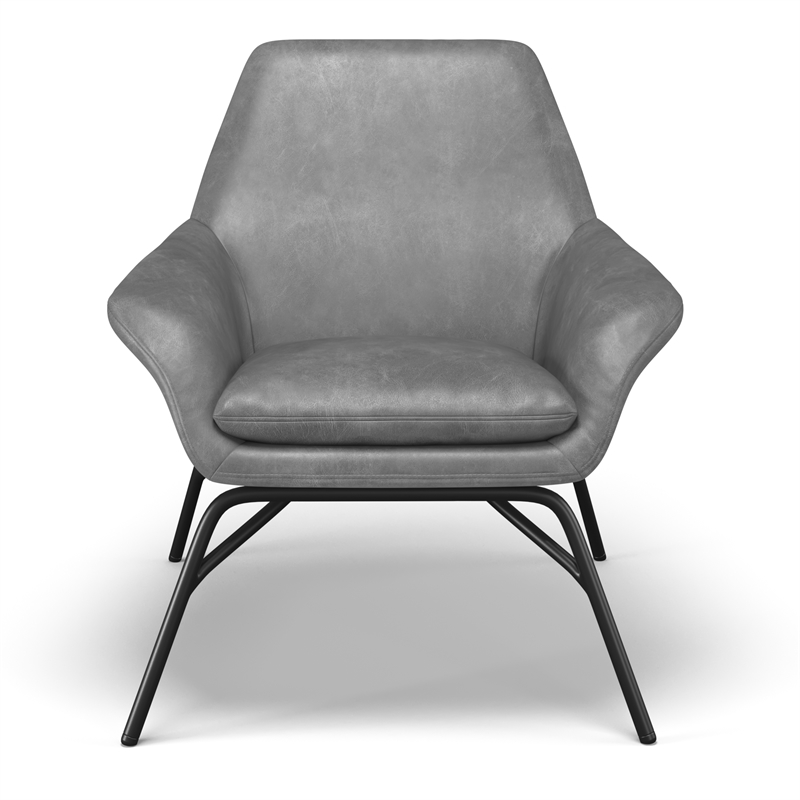 Pemberly Row Vegan Leather Accent Chair - Black Leatherette in Gray