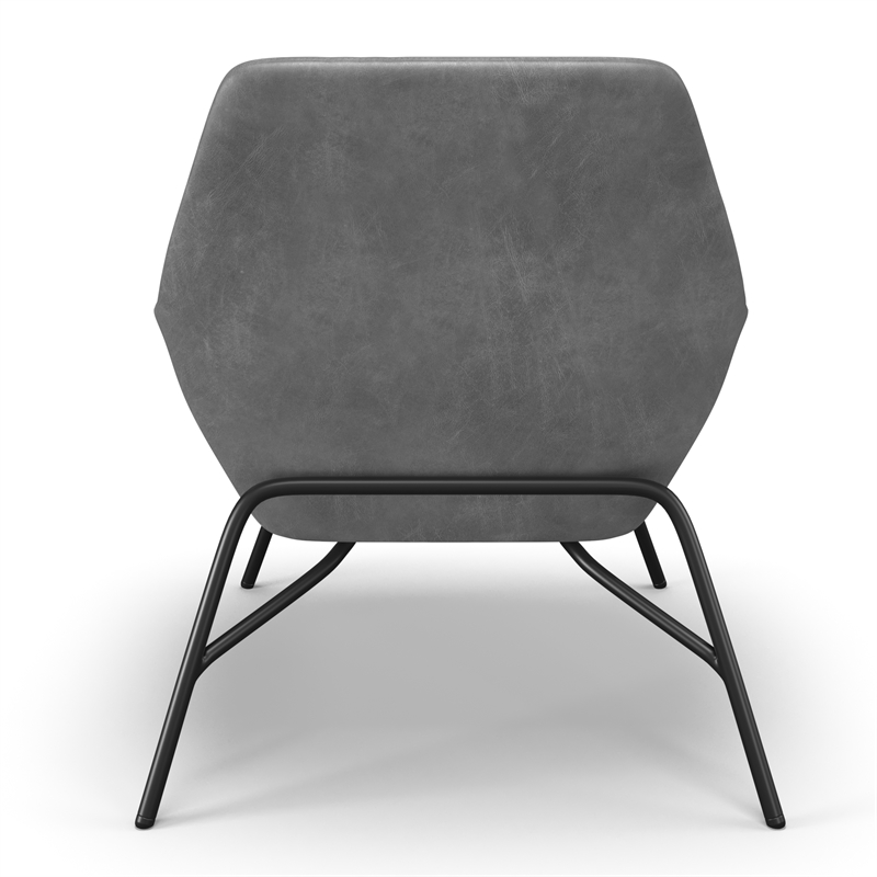 Pemberly Row Vegan Leather Accent Chair - Black Leatherette in Gray