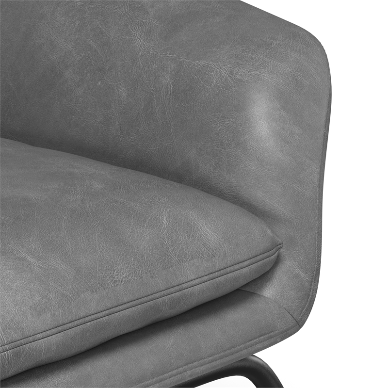 Pemberly Row Vegan Leather Accent Chair - Black Leatherette in Gray