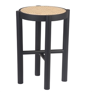 Pemberly Row Solid Wood with Natural Woven Cane Side Table in Black