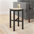 Pemberly Row Solid Wood with Natural Woven Cane Side Table in Black