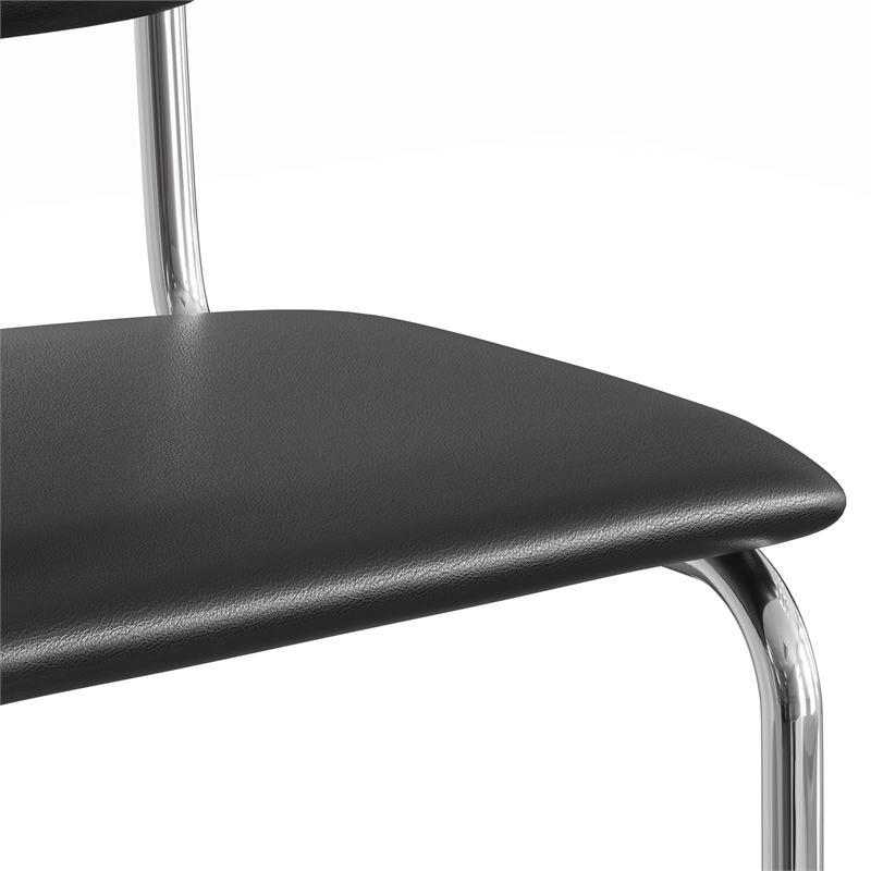 Pemberly Row Vegan Leather Counter Height Stool (Set of 2) in Black