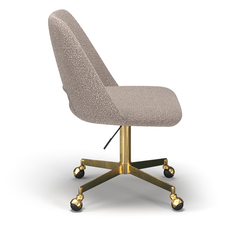 Pemberly Row Boucle Upholstered Seat and Back Rolling Chair in Gray